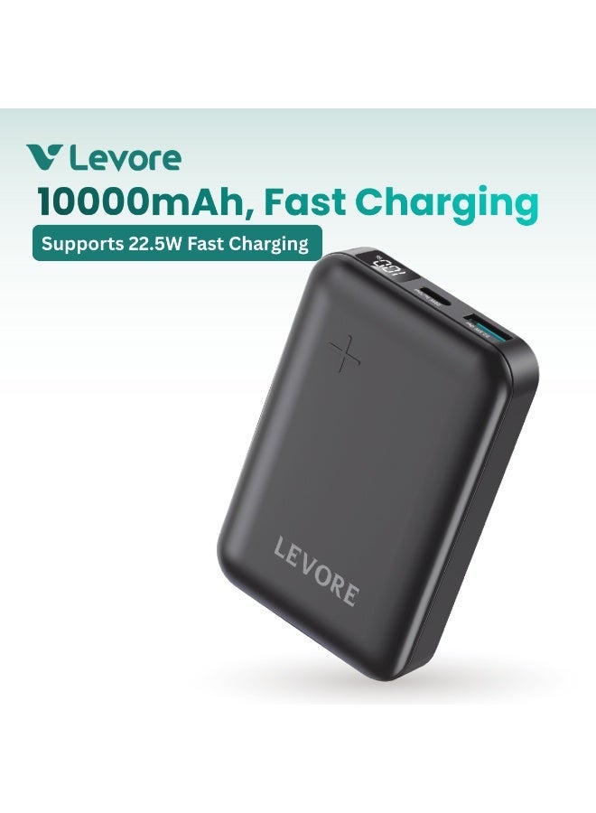 ليفور باور بانك 10000 مللي أمبير ، شحن سريع مع USB-A PD22.5W و USB-C PD20W - أسود - Image 1